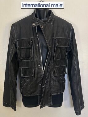International Male Vintage Leather Jacket Large Gently worn vintage 100% leather
